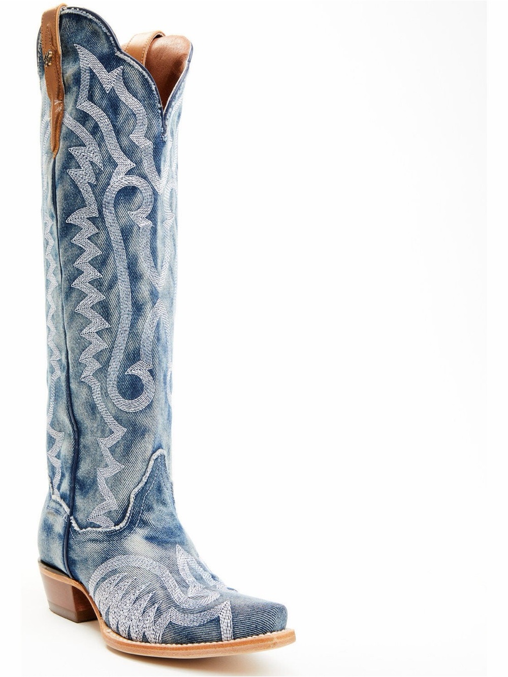 DAN POST WOMEN'S DENIM DARLIN' TALL WESTERN BOOTS - SNIP TOE Size 6